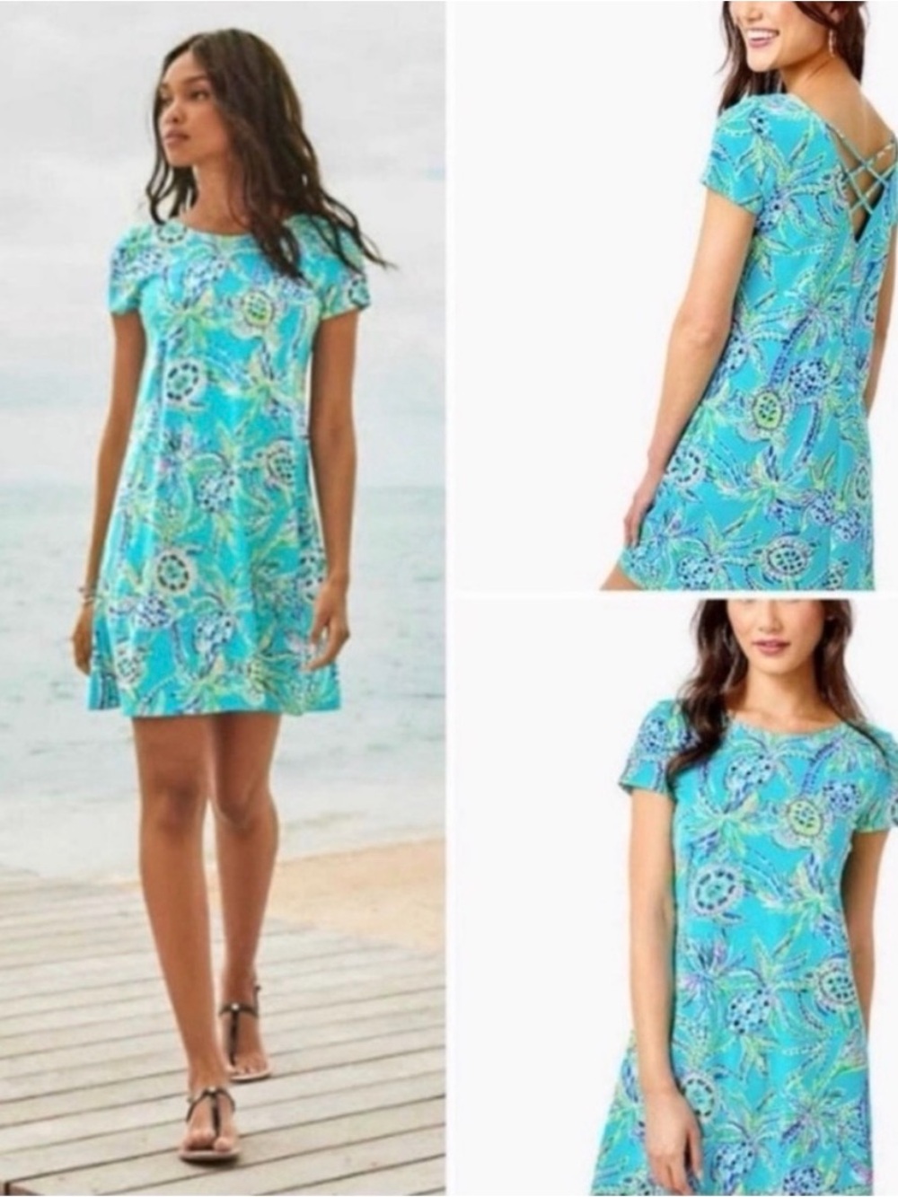 Lilly Pulitzer Kimi Swing Dress in Bermuda Blue Turtle Size Small - Picture 3 of 9